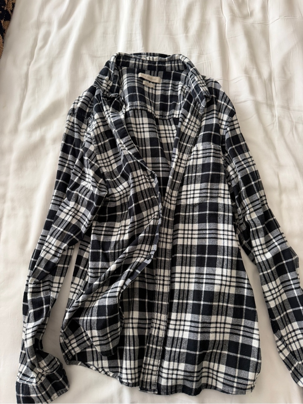 Urban Outfitters Black and White Plaid Flannel Shirt